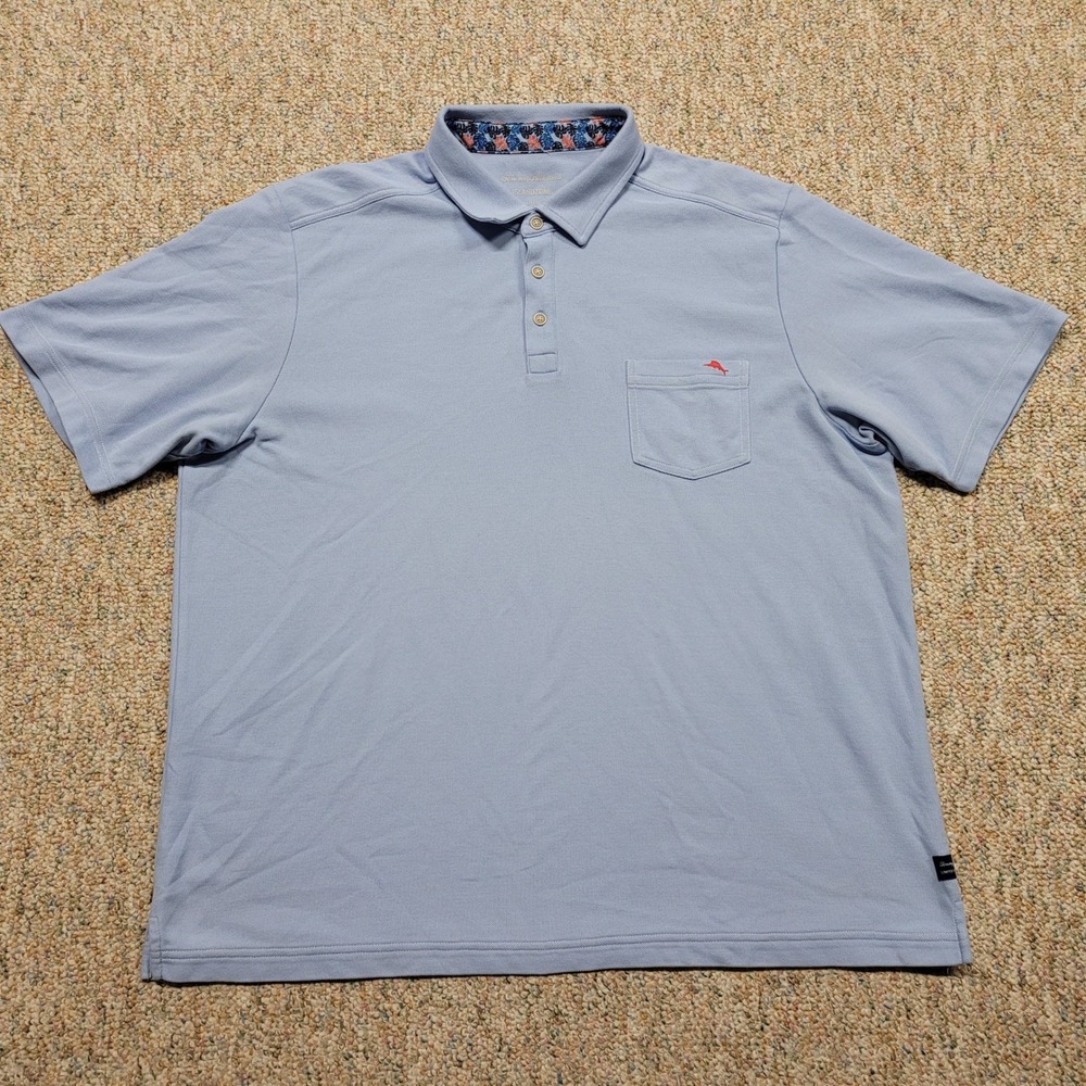 Tommy Bahama Polo  Shirt Mens 2XL Blue IslandZone Supima Cotton Limited Edition‎